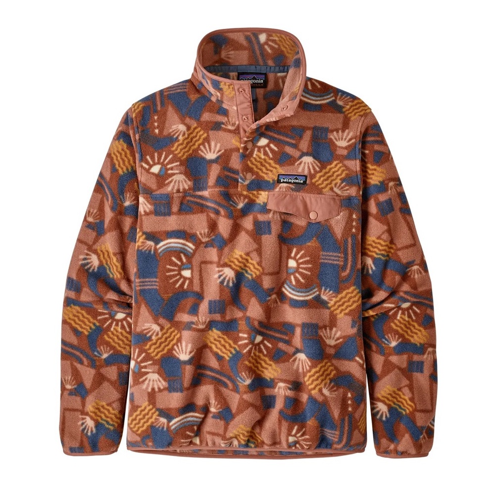 Patagonia Women’s Synchilla Snap Fleece Pullover Canyon Block Big Sisu Brown XS - Picture 14 of 15